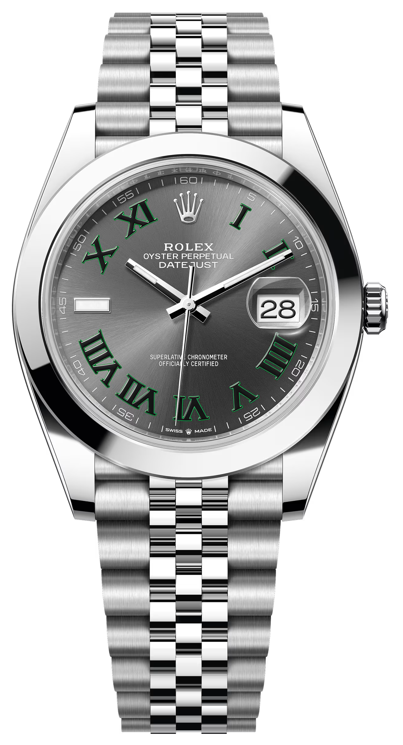 Rolex Datejust 41mm "Wimbledon" Dial Smooth Bezel Jubilee Bracelet 126300 – New 2025