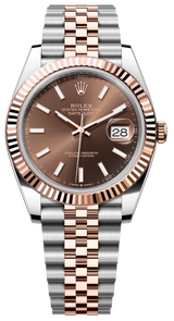 Rolex Datejust 41mm Two-Tone Everose Gold Fluted Bezel Chocolate Index Dial Jubilee - 126331 - New 2025