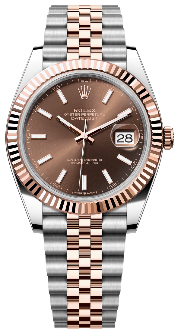 Rolex Datejust 41mm Two-Tone Everose Gold Fluted Bezel Chocolate Index Dial Jubilee - 126331 - New 2025