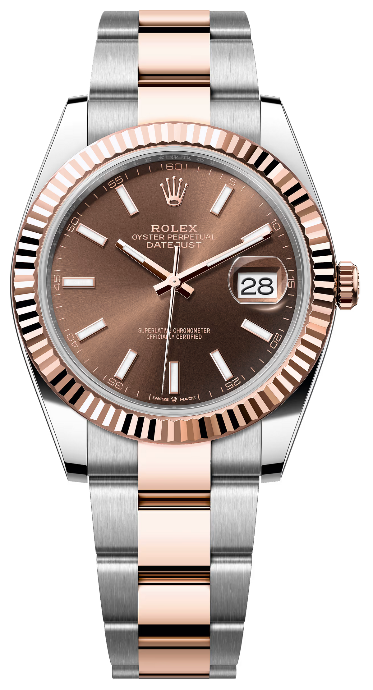 Rolex Datejust 41mm Two-Tone Everose Gold Fluted Bezel Chocolate