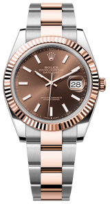 Rolex Datejust 41mm Two-Tone Everose Gold Fluted Bezel Chocolate Index Dial Oyster - 126331 - New 2025