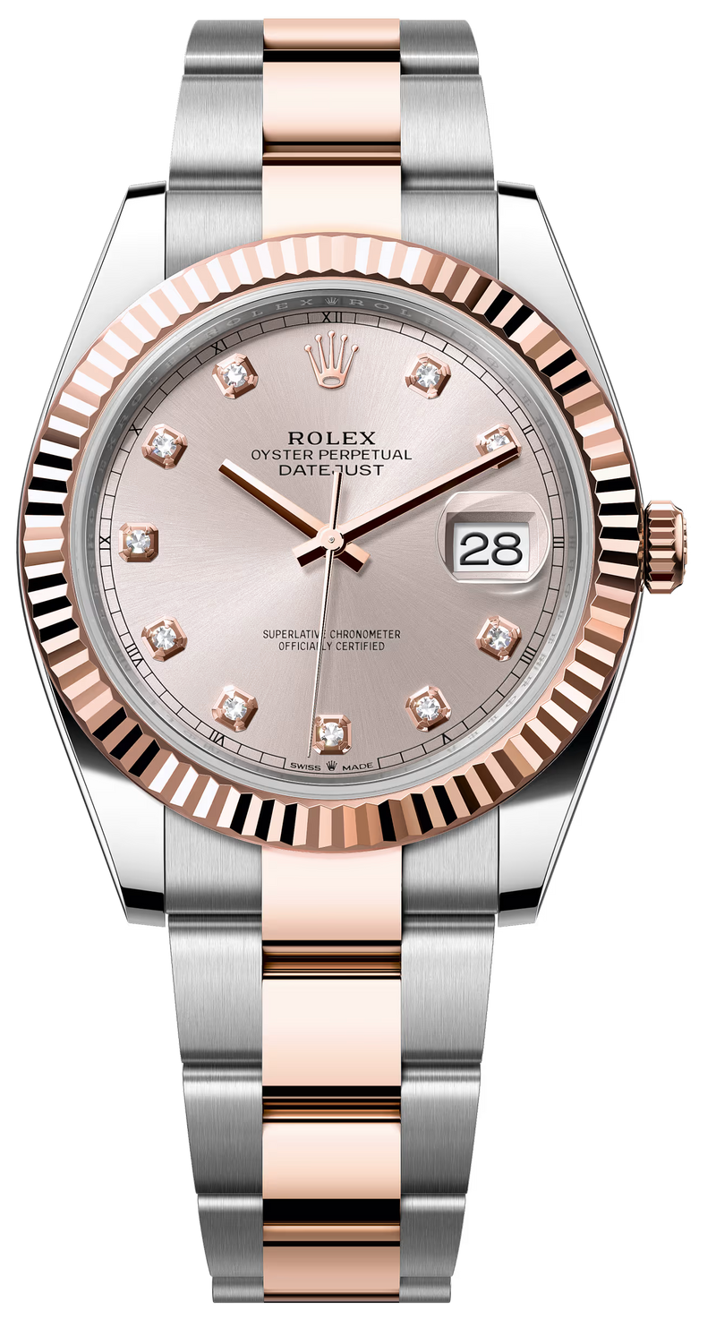 Rolex Datejust 41mm Two-Tone Everose Gold Fluted Bezel Sundust Diamond Dial Oyster - 126331 - New 2025