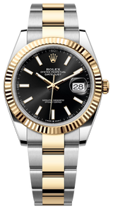 Rolex Datejust 41mm Two-Tone Yellow Gold Fluted Bezel Black Index Dial Oyster - 126333 - New 2025