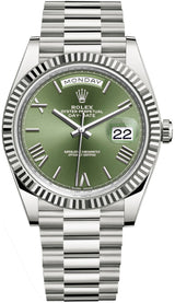 Rolex White Gold President Day Date 40mm Green Roman Dial - 228239 - New 2023