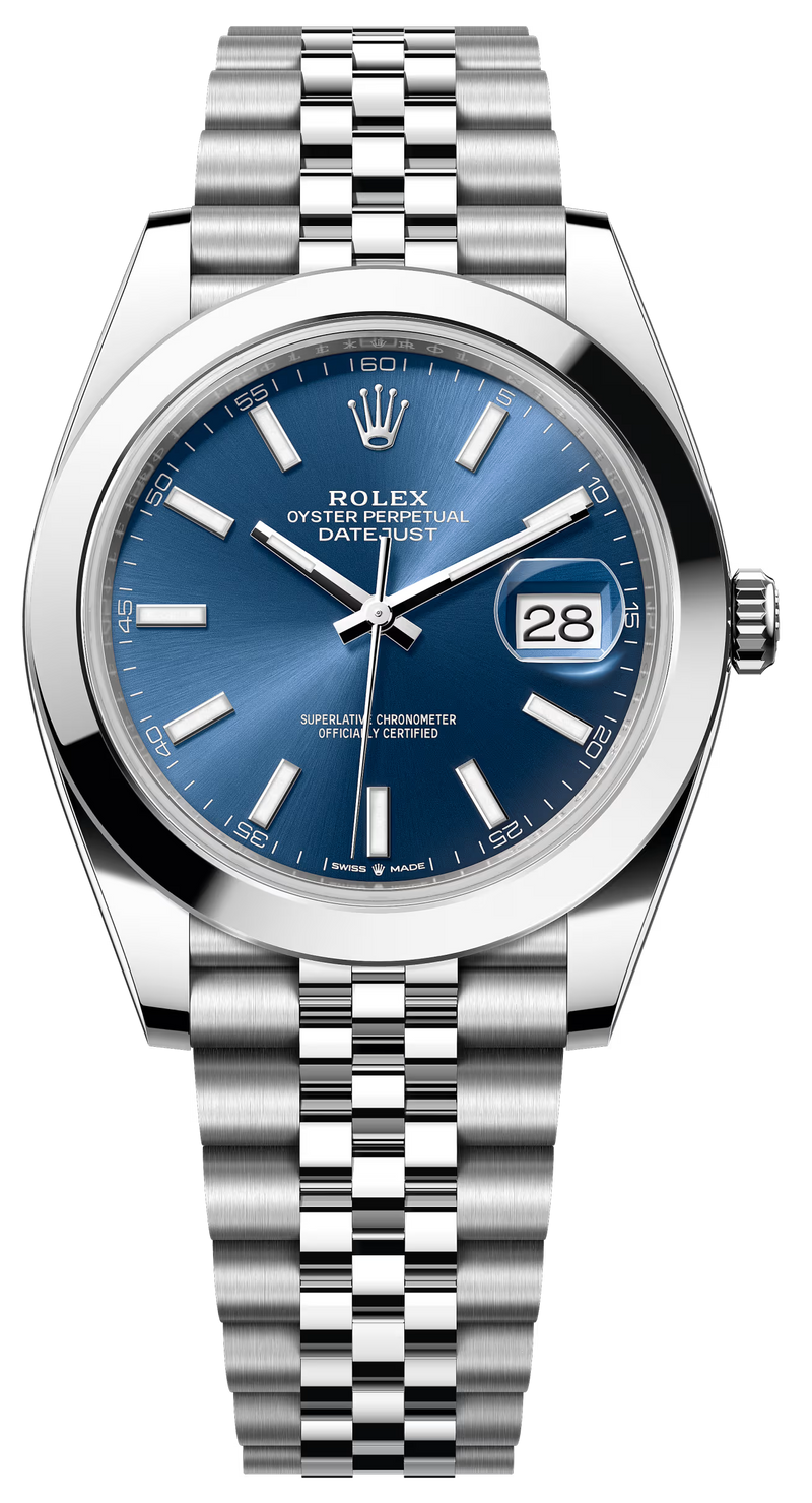 Rolex 41mm Smooth Bezel Blue Index Dial Jubilee - 126300 - New 2025