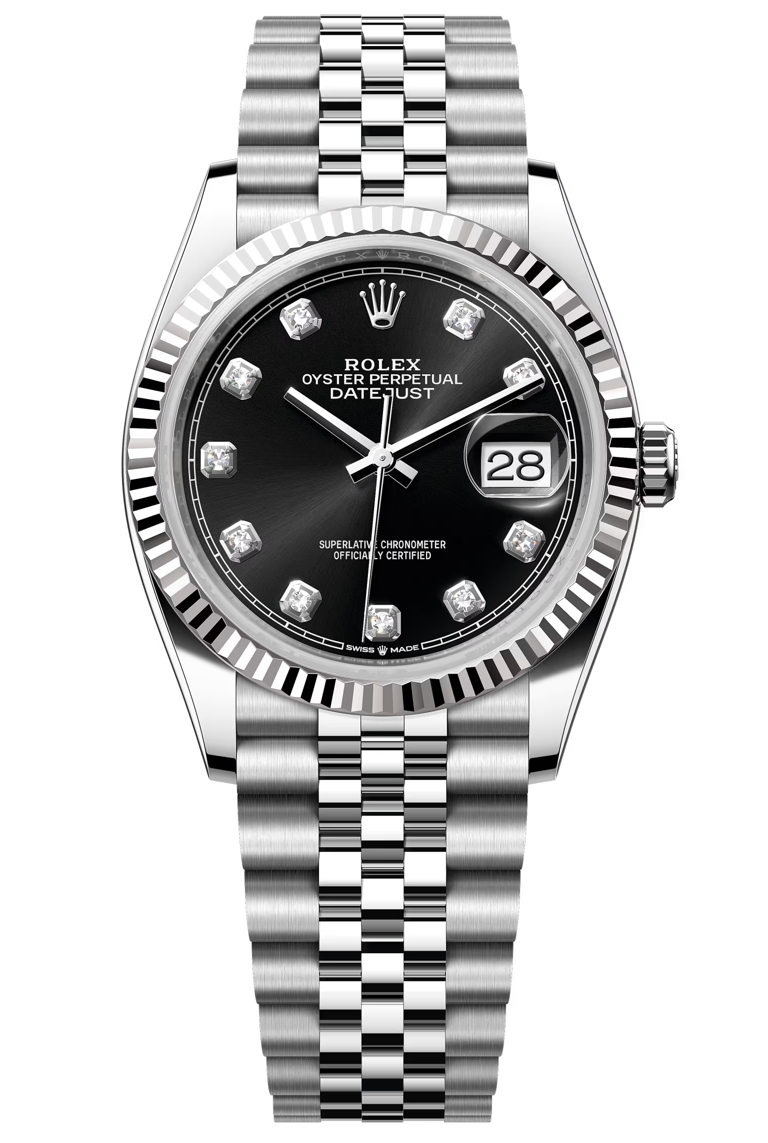 Rolex Datejust 36mm Black Diamond Dial Fluted Bezel Jubilee Bracelet 126234 – New 2025