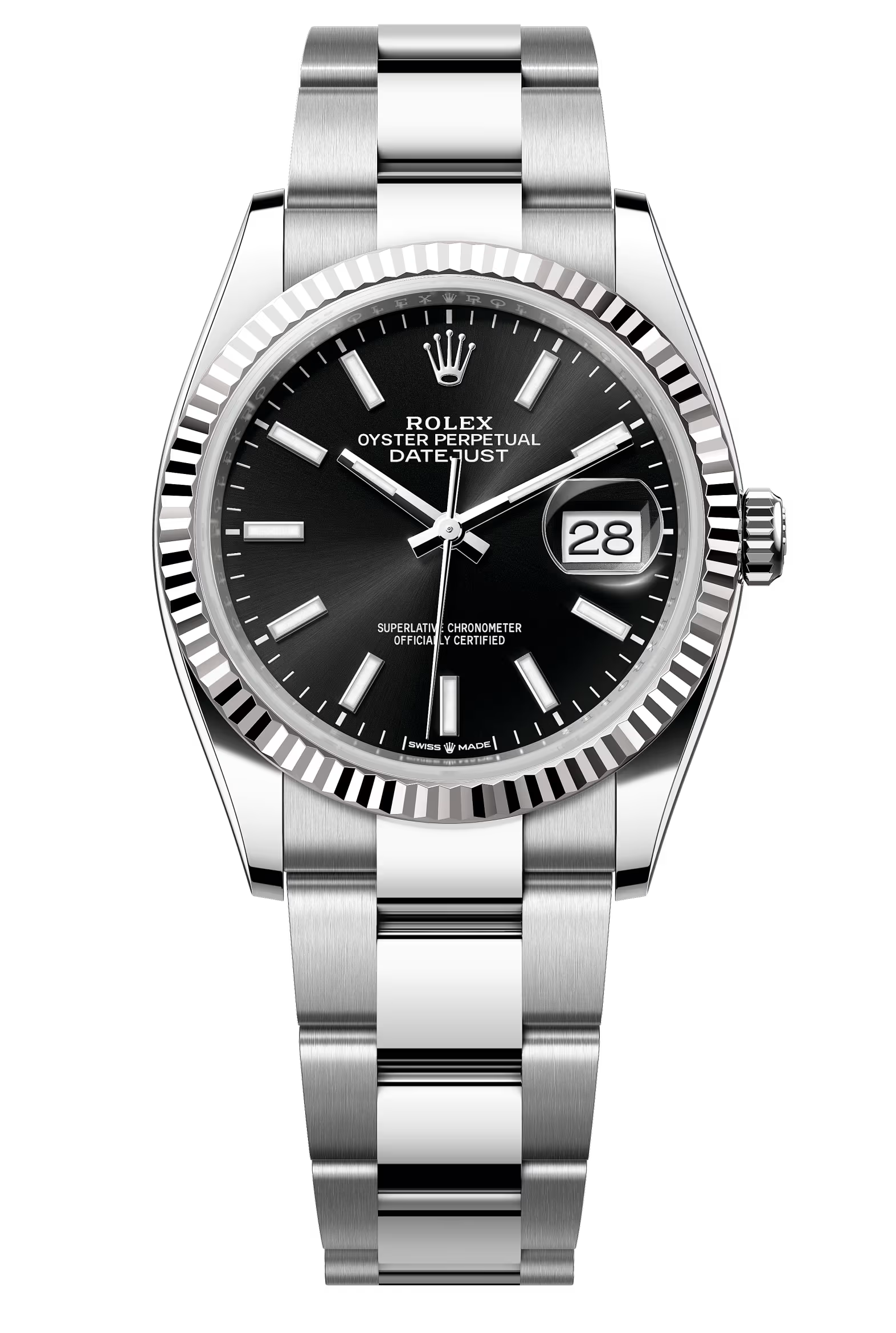 Rolex Datejust 36mm Black Index Dial Fluted Bezel Oyster Bracelet 126234 – New 2025