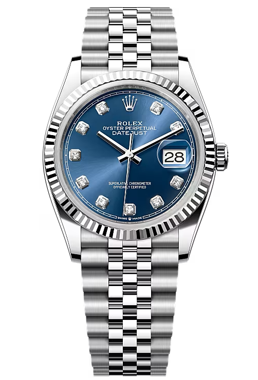 Rolex Datejust 36mm Blue Diamond Dial Fluted Bezel Jubilee Bracelet 126234 – New 2025