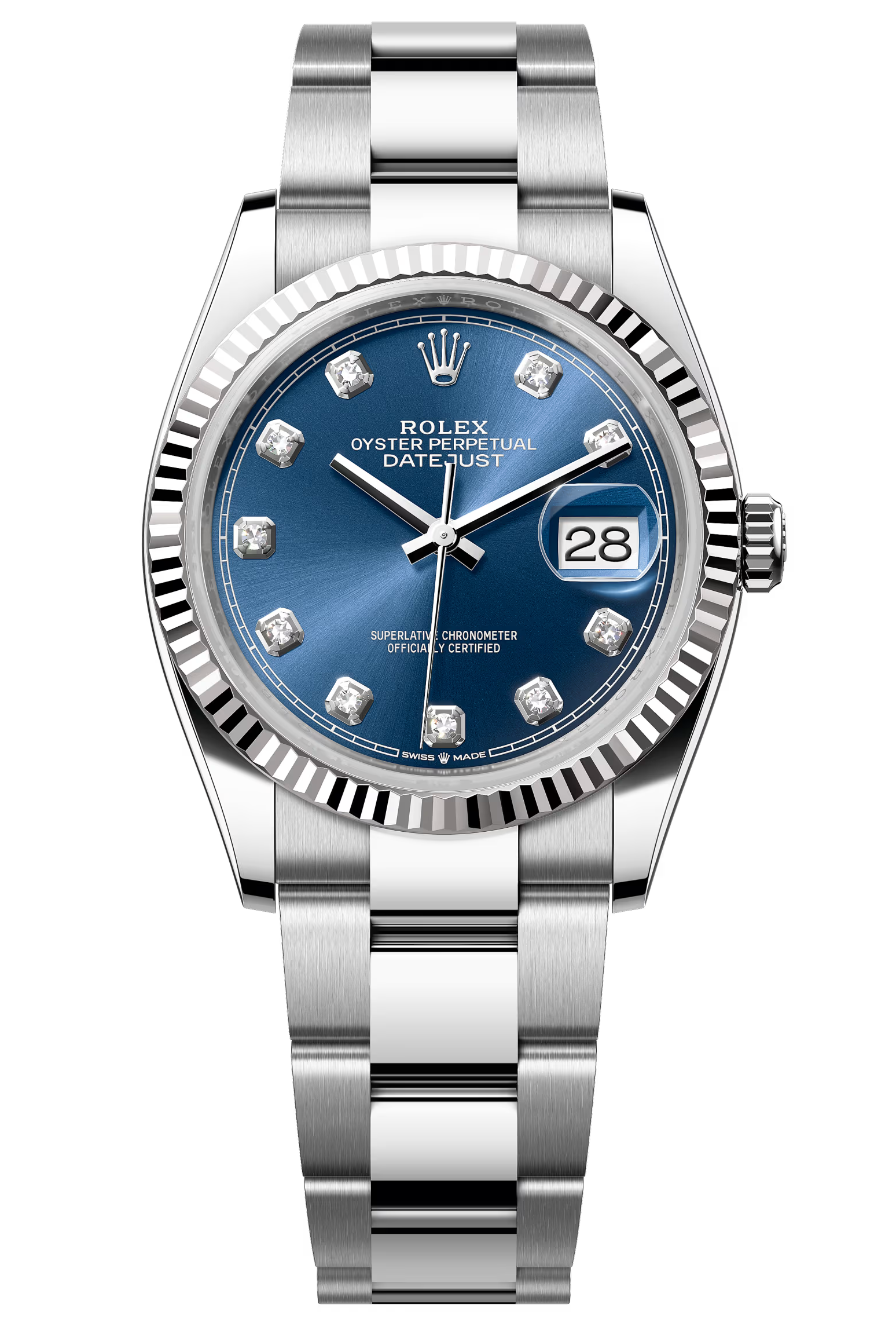 Rolex Datejust 36mm Blue Diamond Dial Fluted Bezel Oyster Bracelet 126234 – New 2025