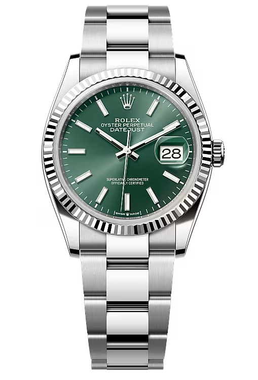 Rolex Datejust 36mm Green Index Dial Fluted Bezel Oyster Bracelet 126234 – New 2025