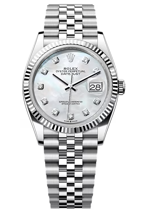 Rolex Datejust 36mm Mother of Pearl Diamond Dial Fluted Bezel Jubilee Bracelet 126234 – New 2025