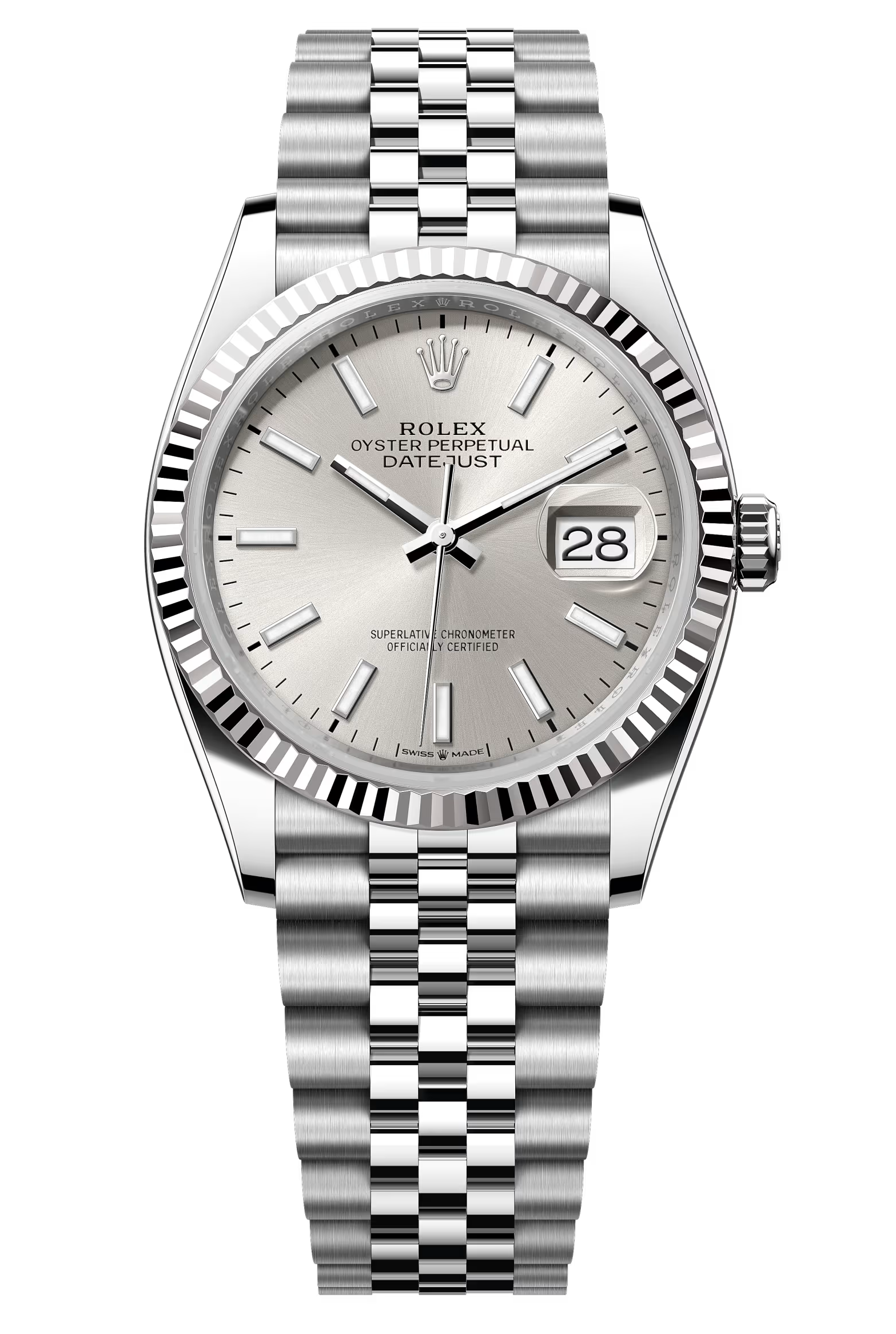 Rolex Datejust 36mm Silver Index Dial Fluted Bezel Jubilee Bracelet 126234 – New 2025
