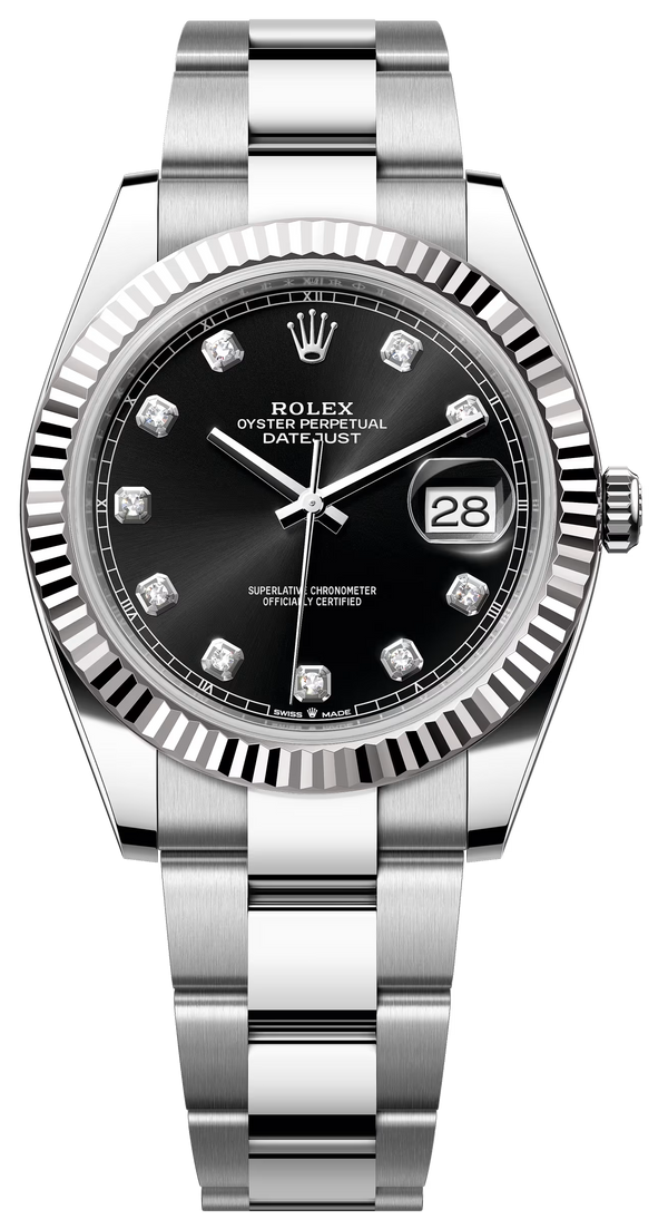 Rolex Datejust 41mm Fluted Bezel Black Diamond Dial Oyster - 126334 - New 2025