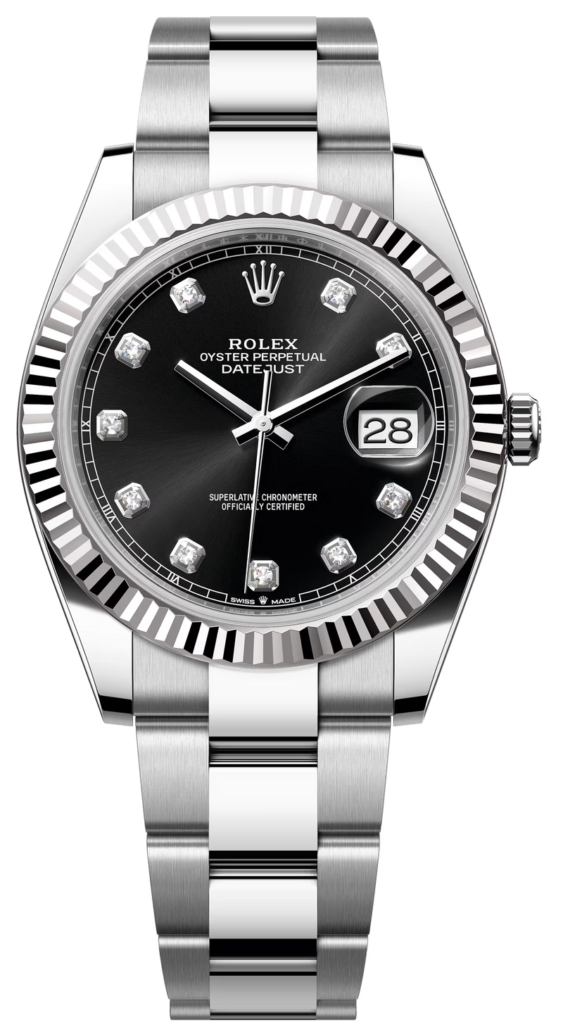 Rolex Datejust 41mm Fluted Bezel Black Diamond Dial Oyster - 126334 - New 2025
