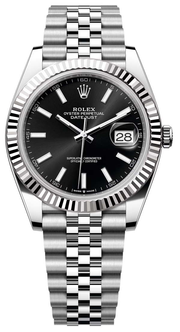 Rolex Datejust 41mm Fluted Bezel Black Index Dial Jubilee - 126334 - New 2025