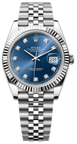 Rolex Datejust 41mm Fluted Bezel Blue Diamond Dial Oyster - 126334 - New 2025