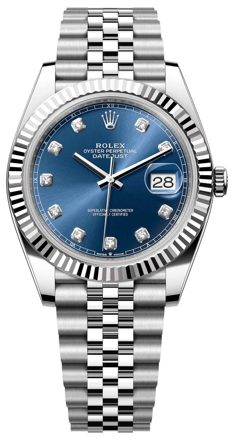 Rolex Datejust 41mm Fluted Bezel Blue Diamond Dial Jubilee - 126334 - New 2025
