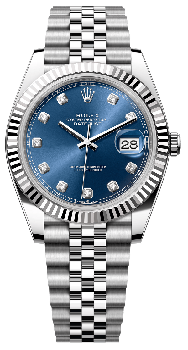Rolex Datejust 41mm Fluted Bezel Blue Diamond Dial Oyster - 126334 - New 2025