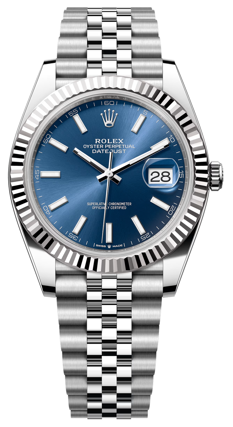 Rolex Datejust 41mm Fluted Bezel Blue Index Dial Jubilee - 126334 - New 2025