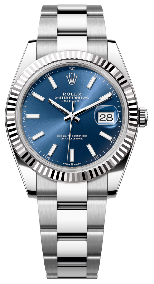 Rolex Datejust 41mm Fluted Bezel Blue Index Dial Oyster - 126334 - New 2025