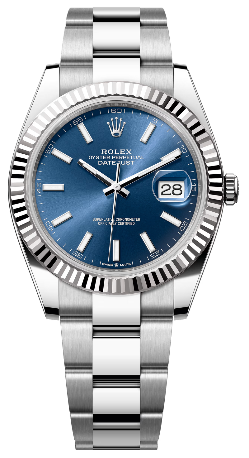 Rolex Datejust 41mm Fluted Bezel Blue Index Dial Oyster - 126334 - New 2025