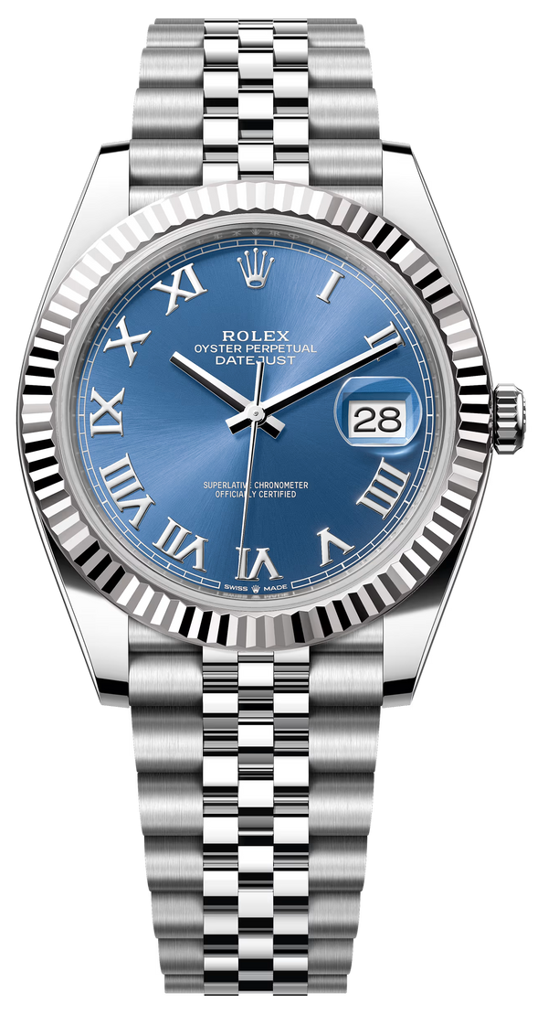 Rolex Datejust 41mm Fluted Bezel Blue Roman Dial Jubilee - 126334 - New 2025