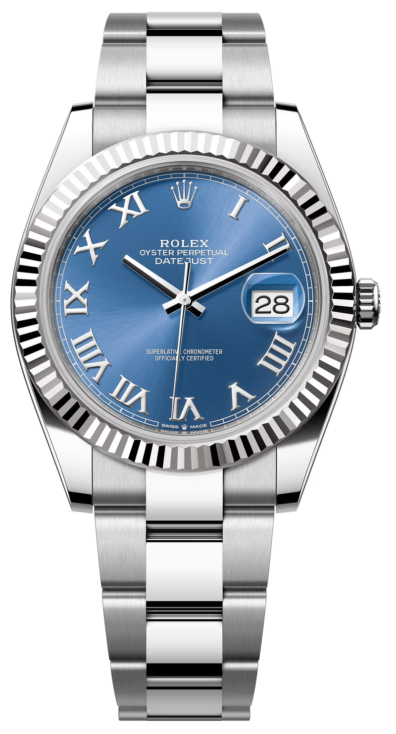 Rolex Datejust 41mm Fluted Bezel Blue Roman Dial Oyster- 126334 - New 2025