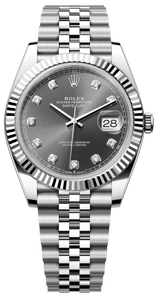 Rolex Datejust 41mm Fluted Bezel Slate Diamond Dial Jubilee - 126334 - New 2025