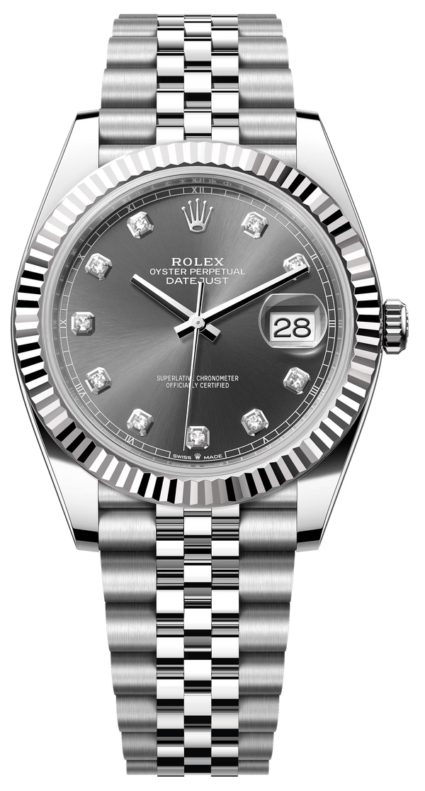 Rolex Datejust 41mm Fluted Bezel Slate Diamond Dial Jubilee - 126334 - New 2025