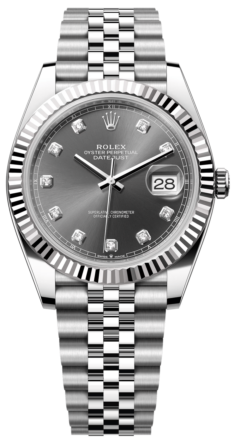 Rolex Datejust 41mm Fluted Bezel Slate Diamond Dial Jubilee - 126334 - New 2025