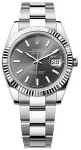Rolex Datejust 41mm Fluted Bezel Slate Index Dial Oyster - 126334 - New 2025