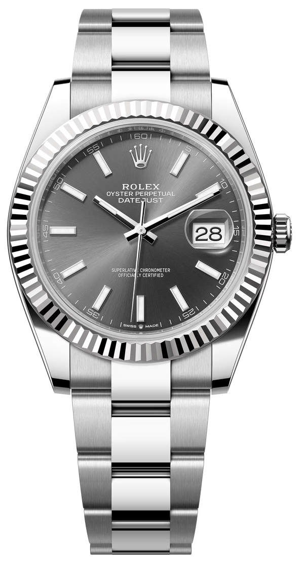 Rolex Datejust 41mm Fluted Bezel Slate Index Dial Oyster - 126334 - New 2025