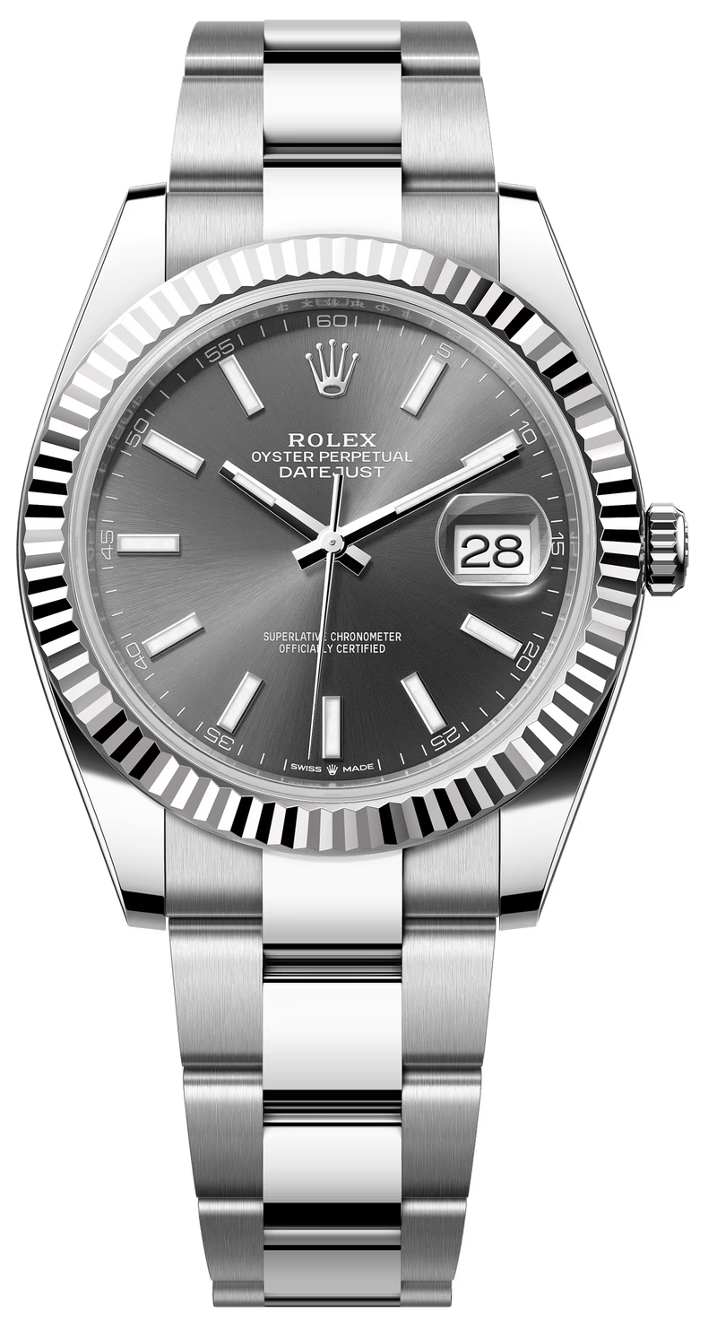 Rolex Datejust 41mm Fluted Bezel Slate Index Dial Oyster - 126334 - New 2025