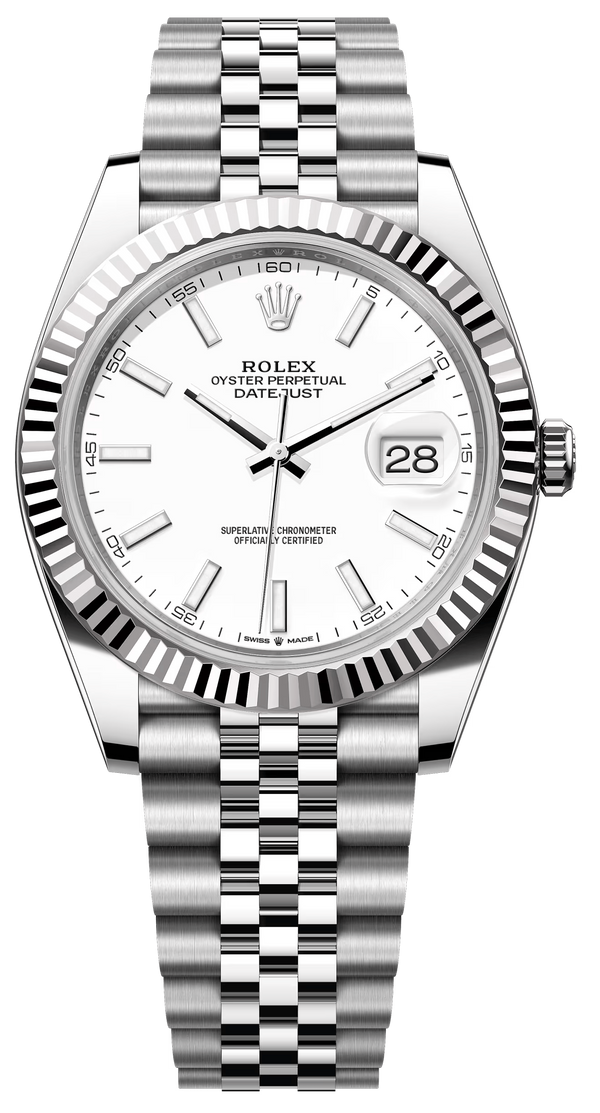 Rolex Datejust 41mm Fluted Bezel White Index Dial Jubilee - 126334 - New 2025