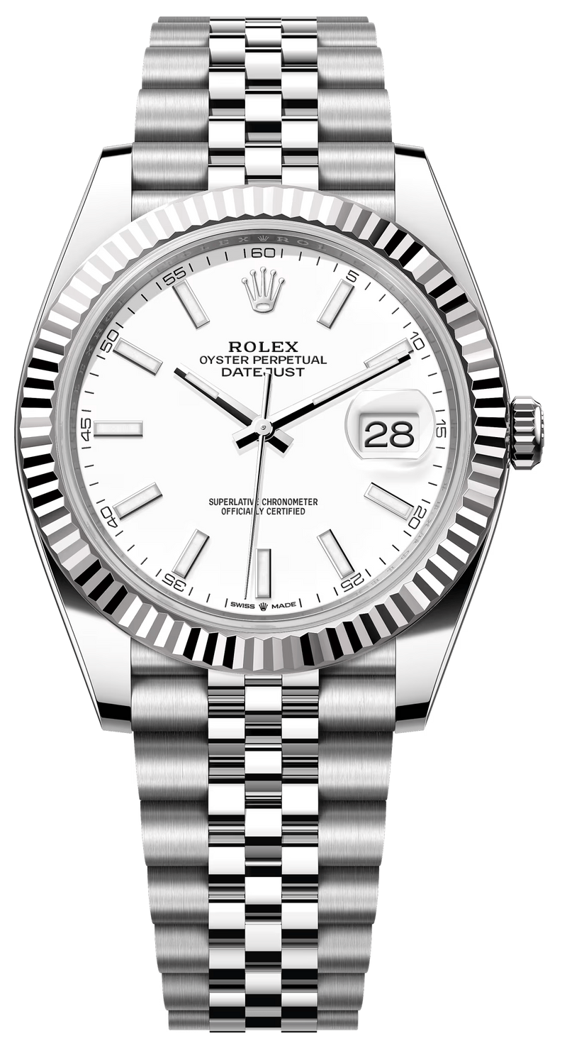 Rolex Datejust 41mm Fluted Bezel White Index Dial Jubilee - 126334 - New 2025