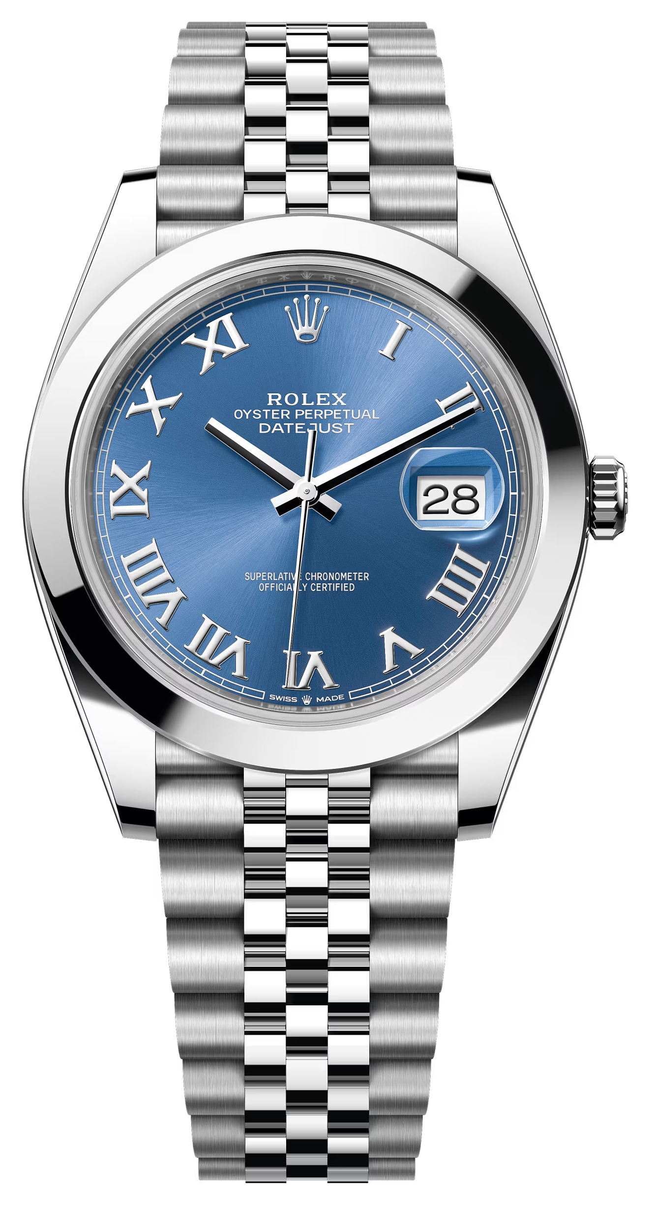 Rolex Datejust 41mm Blue Roman Dial Smooth Bezel Jubilee Bracelet 126300 – New 2025