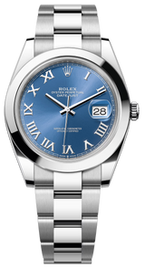 Rolex Datejust 41mm Smooth Bezel Blue Roman Dial Oyster - 126300 - New 2025