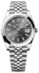 Rolex Datejust 41mm Smooth Bezel Grey/Slate Index Dial Jubilee - 126300 - New 2025
