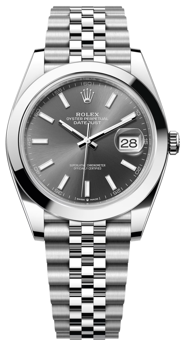 Rolex Datejust 41mm Smooth Bezel Grey/Slate Index Dial Jubilee - 126300 - New 2025