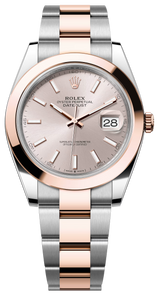 Rolex Datejust 41mm Two-Tone Everose Gold Smooth Bezel Sundust Index Dial Oyster - 126301 - New 2025