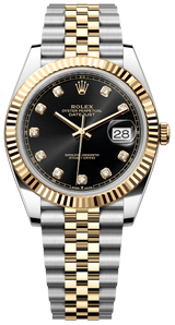 Rolex Datejust 41mm Two-Tone Yellow Gold Fluted Bezel Black Diamond Dial Jubilee - 126333 - New 2025