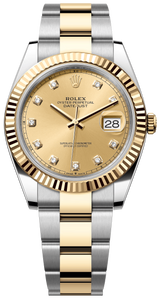 Rolex Datejust 41mm Two-Tone Yellow Gold Fluted Bezel Champagne Diamond Dial Oyster - 126333 - New 2025