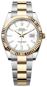 Rolex Datejust Two-Tone Yellow Gold Fluted Bezel White Index Dial Oyster - 126333 - New 2025