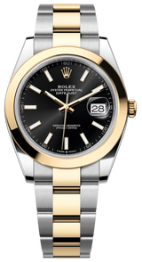 Rolex Datejust Two-Tone Yellow Gold Smooth Bezel Black Index Dial - 126303 - New 2025