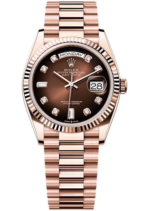 Rolex Day-Date "President" 36mm Everose Brown Ombre Diamond Dial - 128235 - New 2025