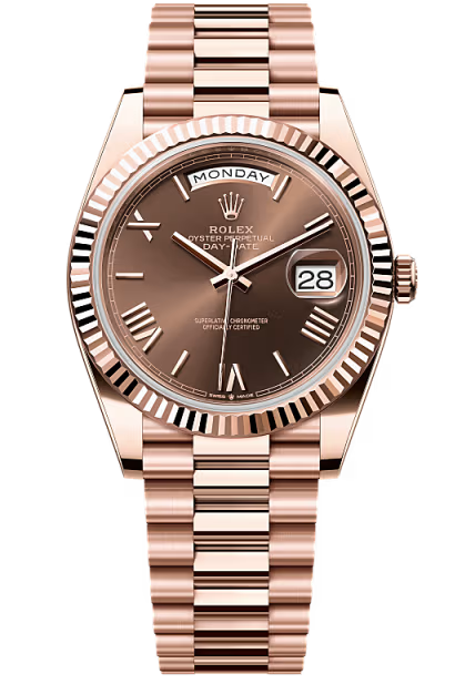 Rolex Day-Date "President" 40mm Everose Gold Chocolate Roman Dial - 228235 - New 2025