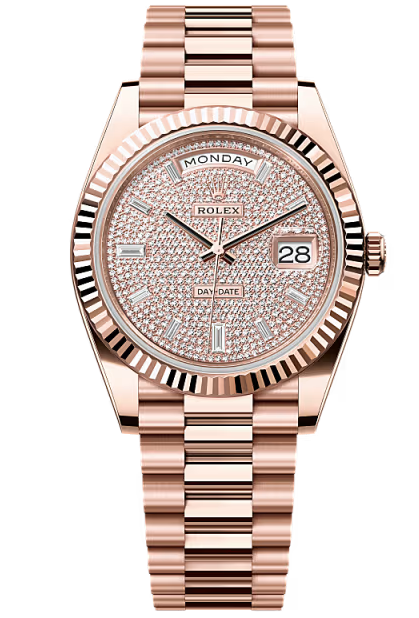 Rolex Day-Date "President" 40mm Everose Gold Diamond Pave Dial - 228235 - New 2025 / 2026