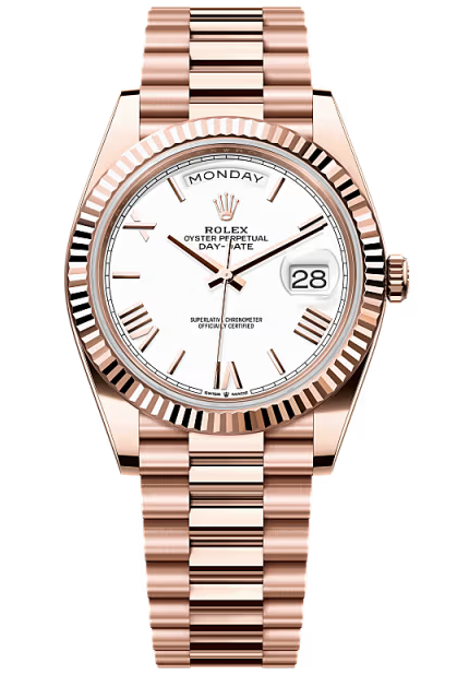 Rolex Day-Date "President" 40mm Everose Gold White Roman Dial - 228235 - New 2025