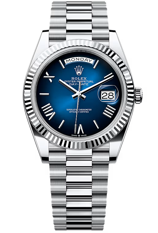 Rolex Day-Date "President" 40mm Platinum Blue Roman Ombre Dial - 228236 - New 2025