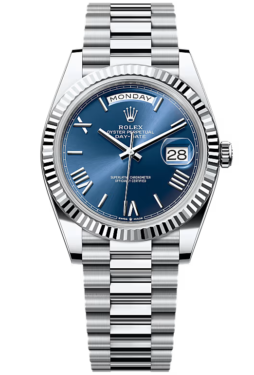 Rolex Day-Date "President" 40mm Platinum Bright Blue Roman Dial - 228236 - New 2026